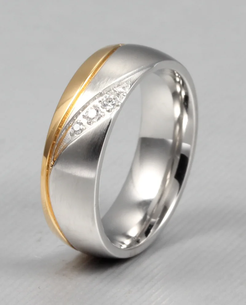 Модерен златист цвят, женски пръстен от неръждаема стомана, подарък за влюбени, Диамантен годежен пръстен Utr8037 Изображение 2
