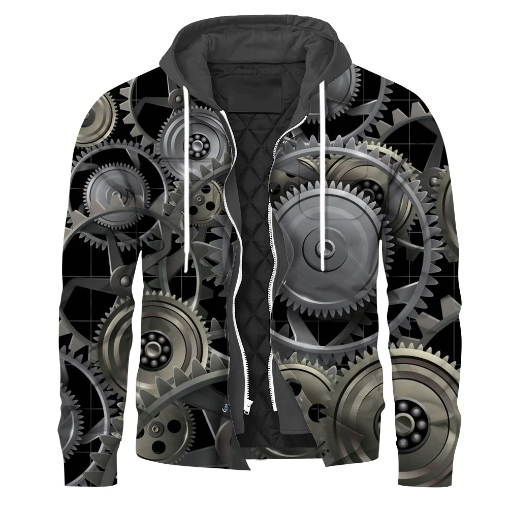 Модерен мъжки якета CLOOCL, модни готина оборудване, яке с графичен 3D принтом, Свободна ежедневни дрехи, фалшиви две палта, блузи с цип Изображение 0