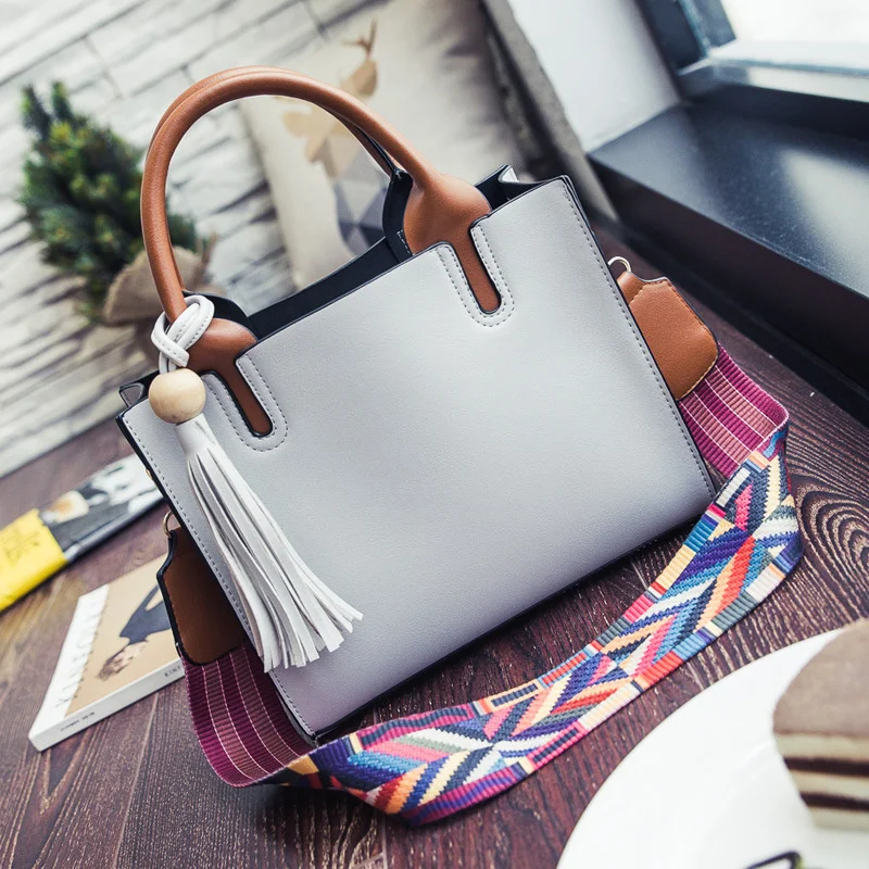 Модерна дамска чанта-тоут с цветастым каишка, благородна чанта през рамо от изкуствена кожа, марковите дамски чанти през рамо Desinger Изображение 2