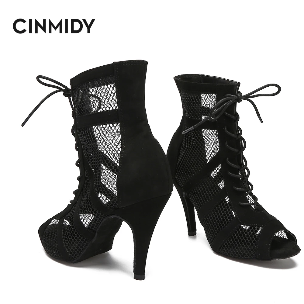 Модерни танцови обувки CINMIDY, дамски обувки за латино танци, джаз, танго, румба, самба, бални партита, дишащи обувки, дамски обувки на висок ток Изображение 1