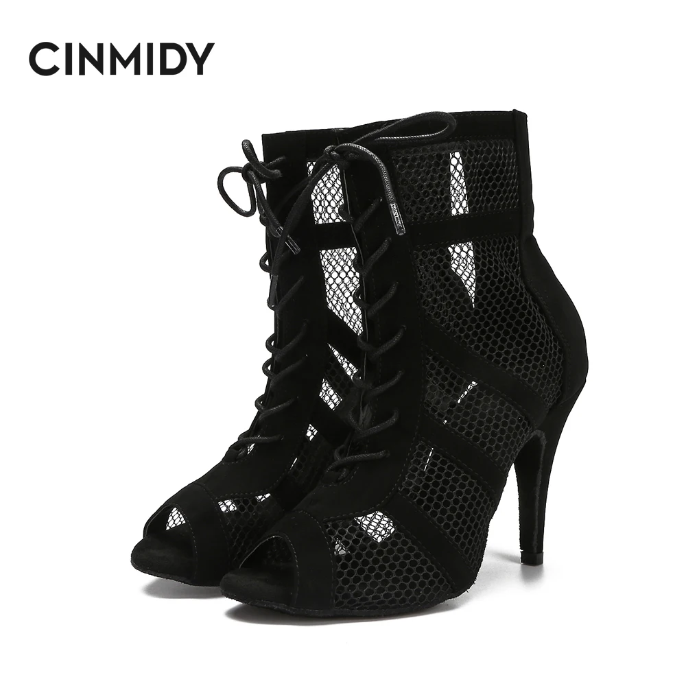 Модерни танцови обувки CINMIDY, дамски обувки за латино танци, джаз, танго, румба, самба, бални партита, дишащи обувки, дамски обувки на висок ток Изображение 2
