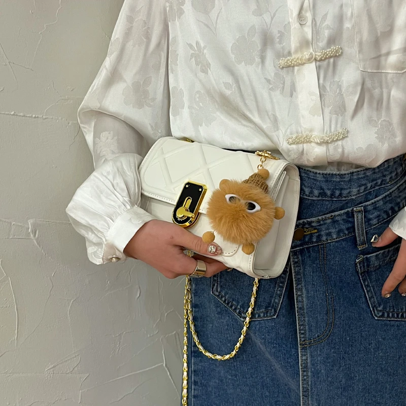 Модна тенденция Дамски чанта От Изкуствена Кожа, Квадратна чанта през Рамо, Прости Ежедневни Дамски чанти-незабавни посланици с клапа за Пазаруване. Изображение 1
