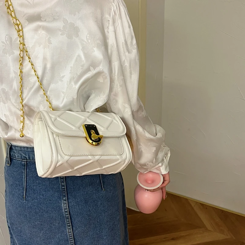 Модна тенденция Дамски чанта От Изкуствена Кожа, Квадратна чанта през Рамо, Прости Ежедневни Дамски чанти-незабавни посланици с клапа за Пазаруване. Изображение 3