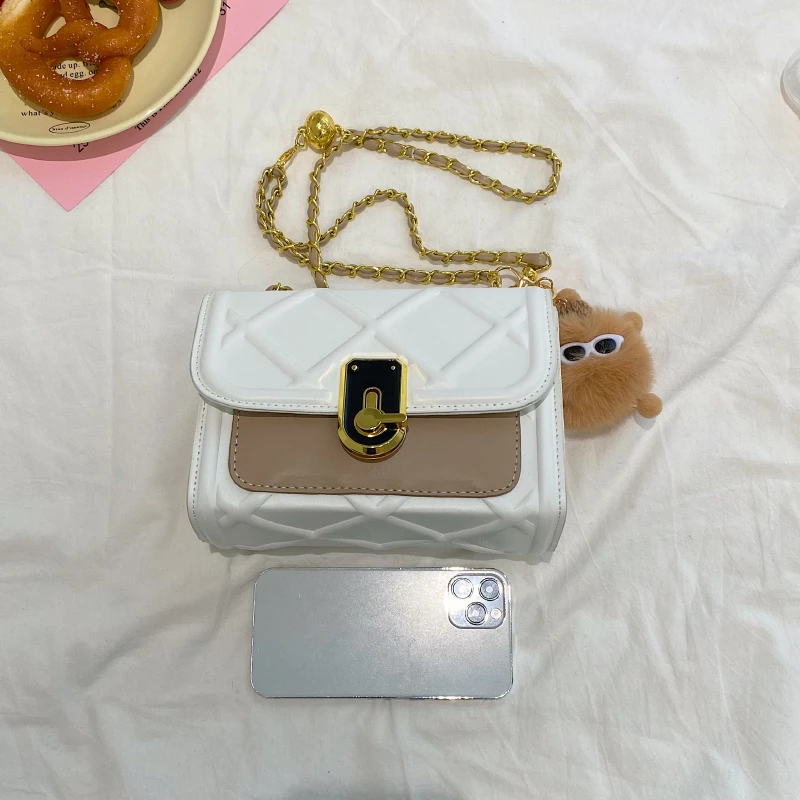 Модна тенденция Дамски чанта От Изкуствена Кожа, Квадратна чанта през Рамо, Прости Ежедневни Дамски чанти-незабавни посланици с клапа за Пазаруване. Изображение 4