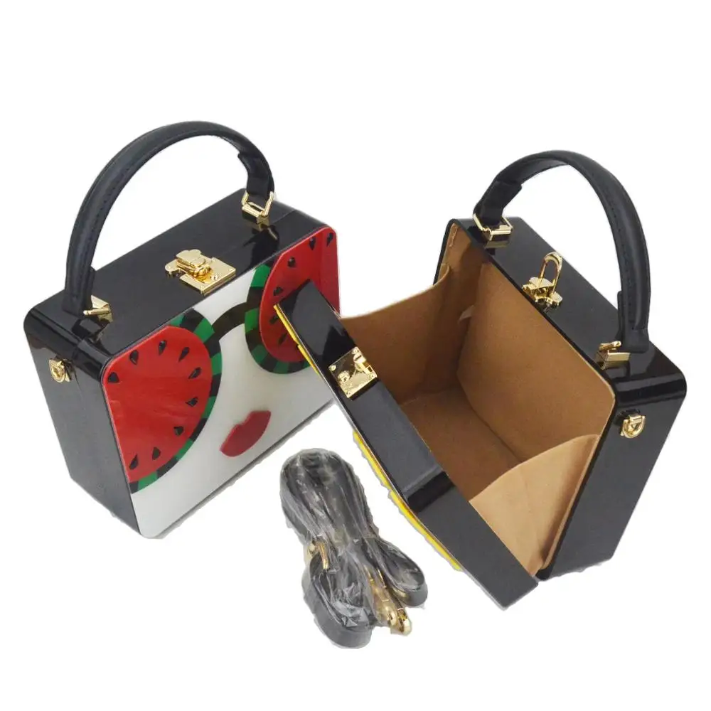 Модни акрилна кутия, чанта, плодове, диня, лимон, чанти с капак, чанта за рамо, чанта през рамо, дамски портфейл, мини-чанти-тоут Изображение 5