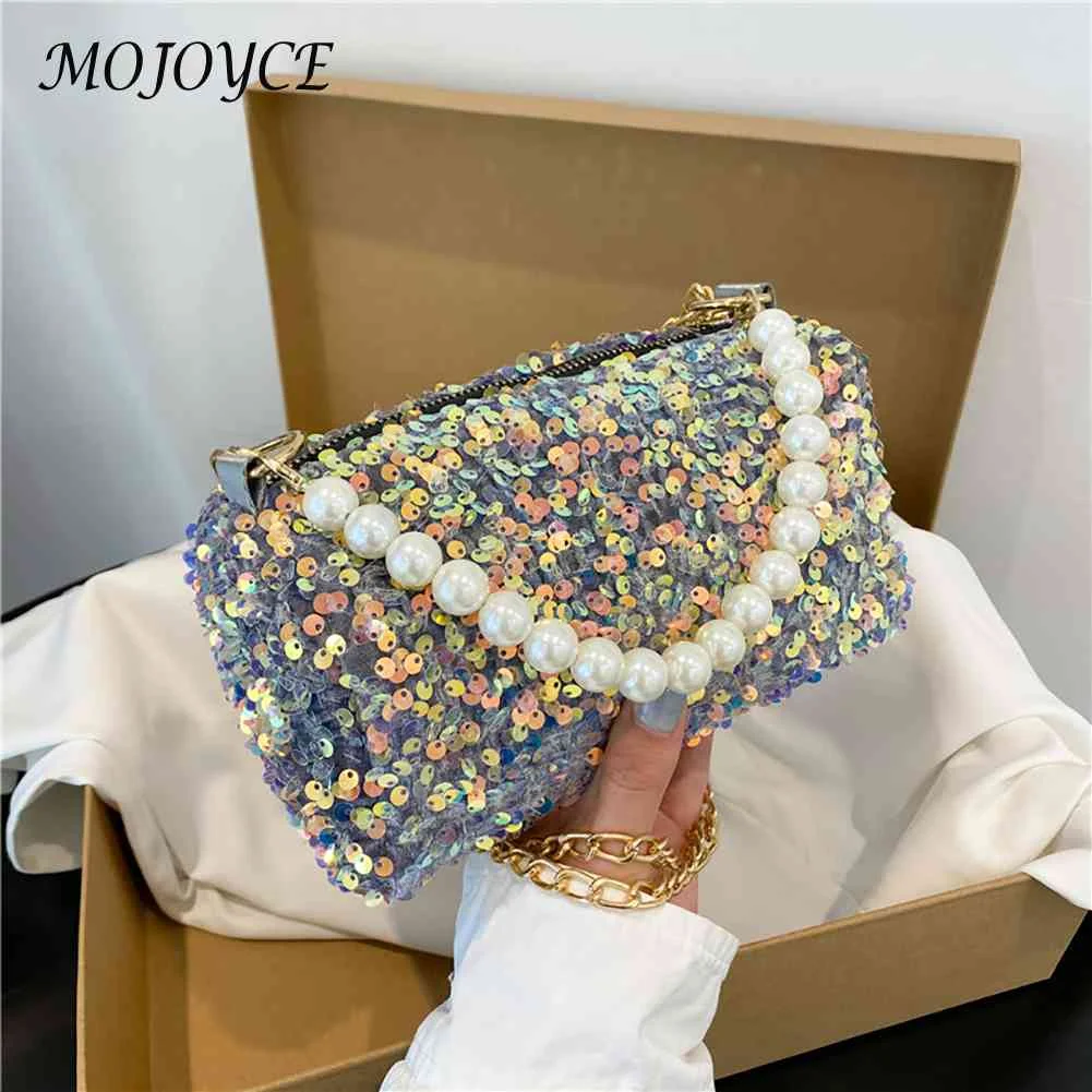 Модни дамски чанти-цилиндри с жемчужными пайети, чанти верига, дамски чанти на рамо, чантата за парти Изображение 2