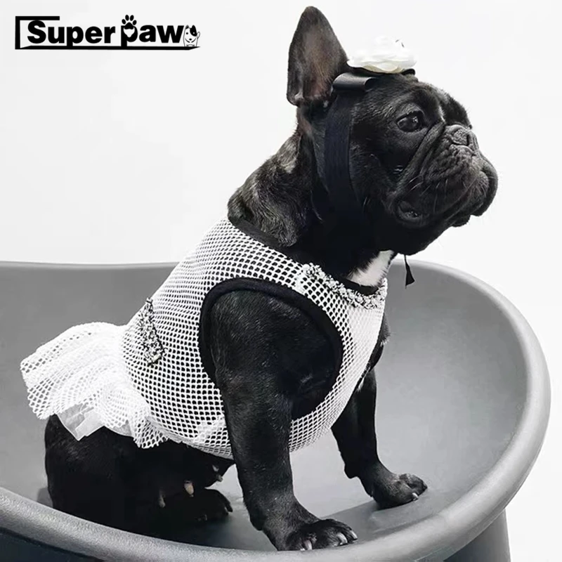 Модни летни дрехи за домашни кучета с дишаща мрежа, охлаждащ жилетка за малки до средни кучета, дрехи за френски булдог, мопс-шнауцера QQC06 Изображение 0