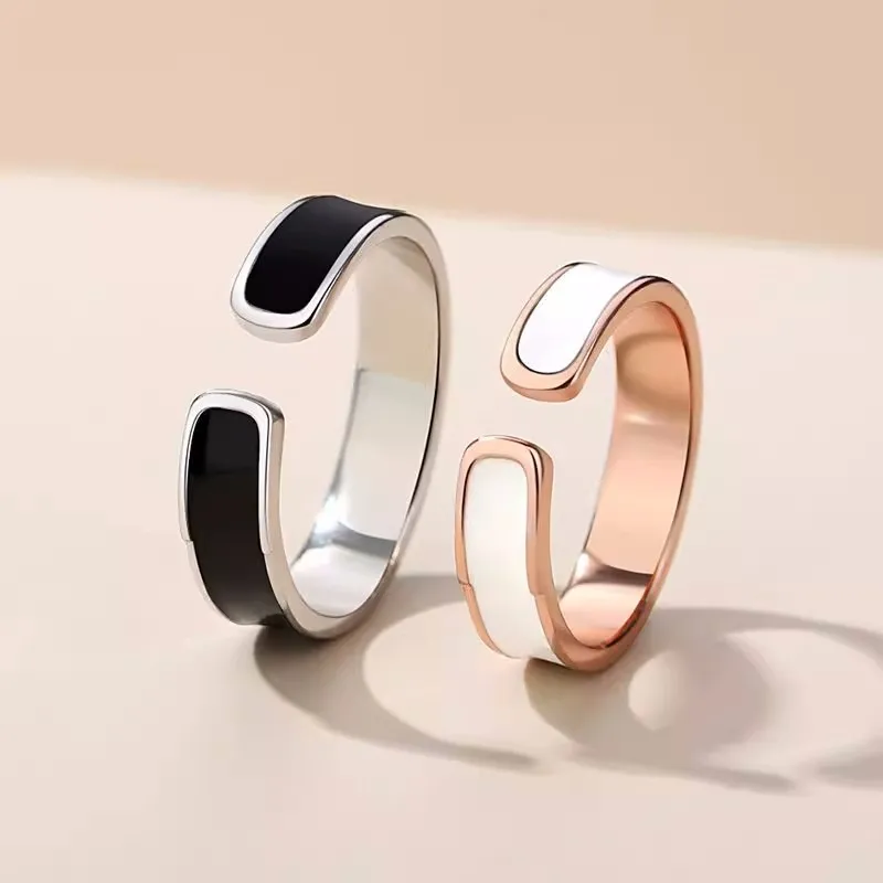 Модни прости черно-бели двойка пръстени за мъже и жени, винтажное луксозно открывающееся пръстен на показалеца, бижута, аксесоари в готически стил Изображение 1