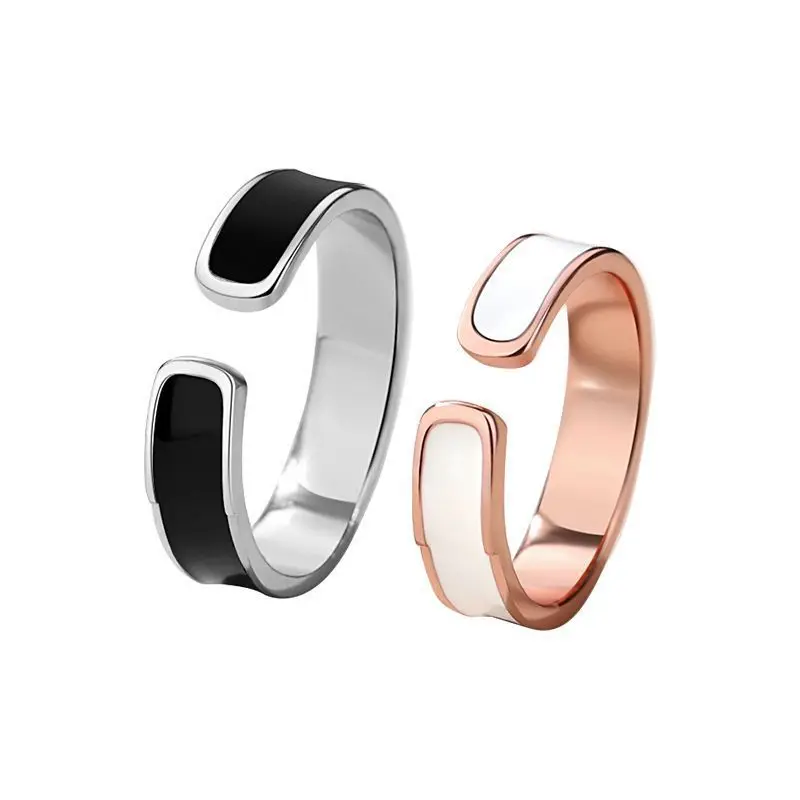 Модни прости черно-бели двойка пръстени за мъже и жени, винтажное луксозно открывающееся пръстен на показалеца, бижута, аксесоари в готически стил Изображение 4