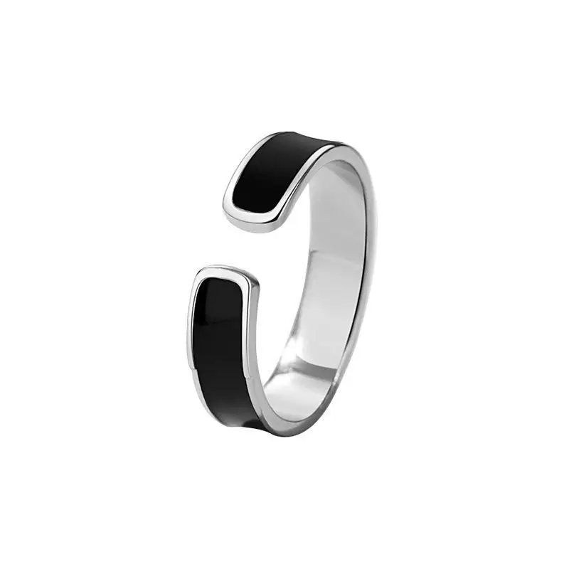 Модни прости черно-бели двойка пръстени за мъже и жени, винтажное луксозно открывающееся пръстен на показалеца, бижута, аксесоари в готически стил Изображение 5