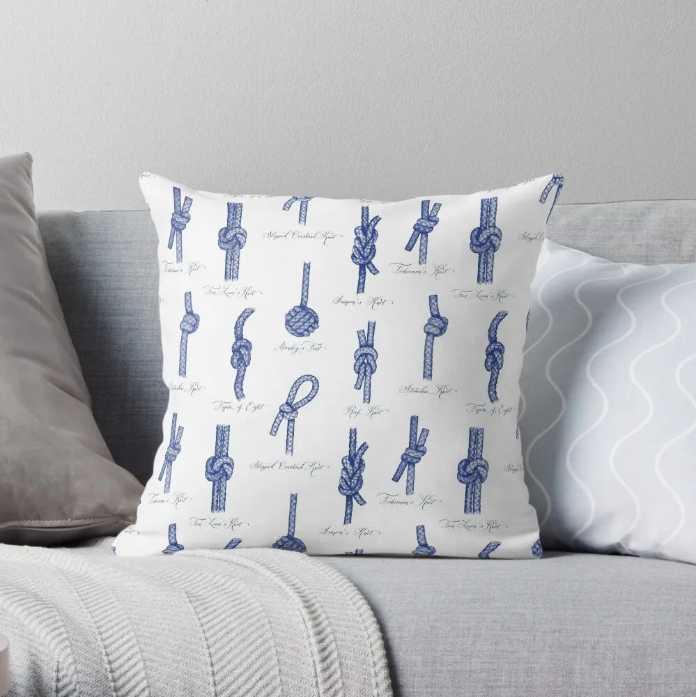 Морски възли (бяло и тъмно синьо), калъфки за възглавници, декоративни калъфки за детски възглавнички в хола Изображение 0