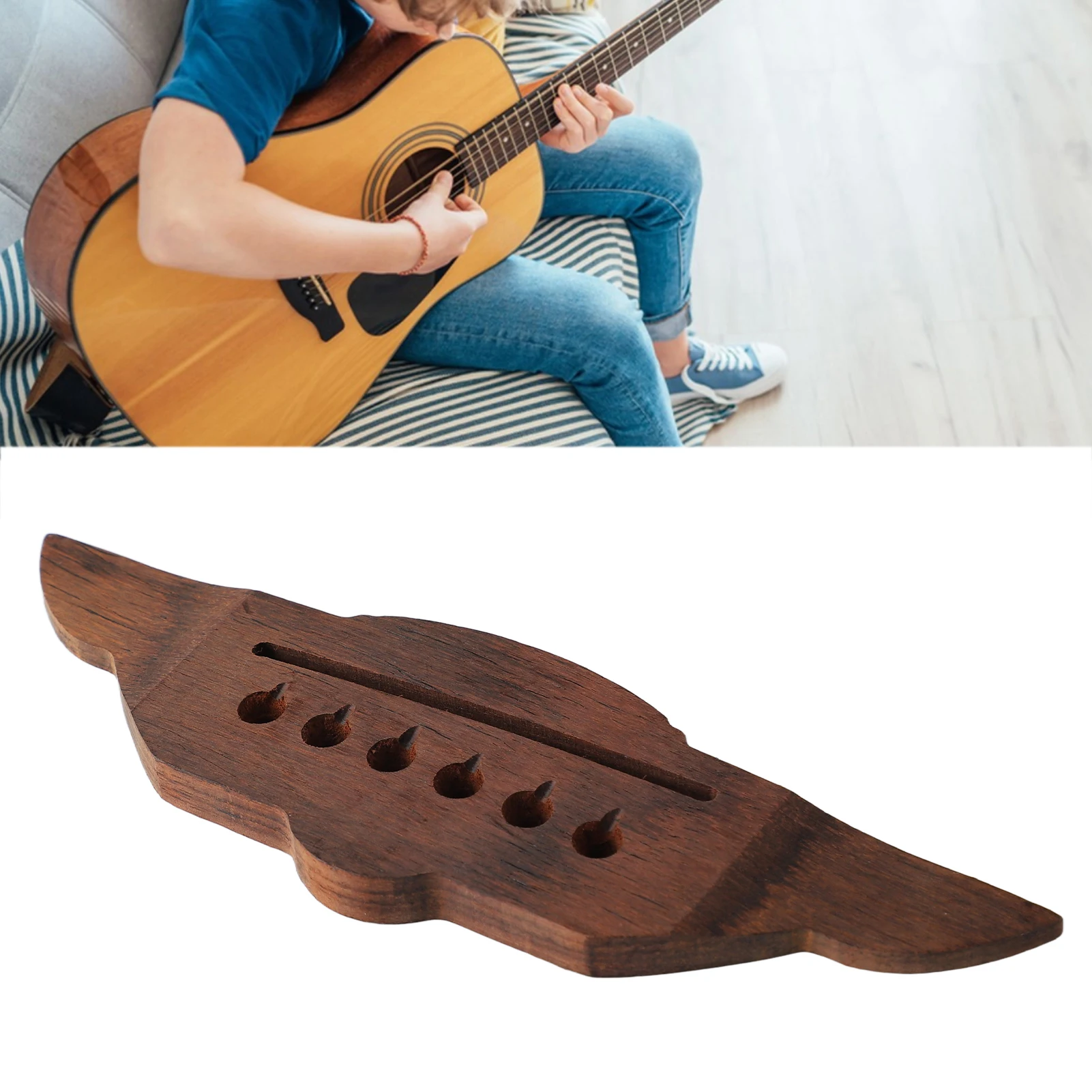 Мост за акустична китара, уникален детайл е от палисандрово дърво, плътно прилепнали към гитарному моста, гладък външен вид, Форма лястовици, Деликатна, за подмяна на Изображение 2