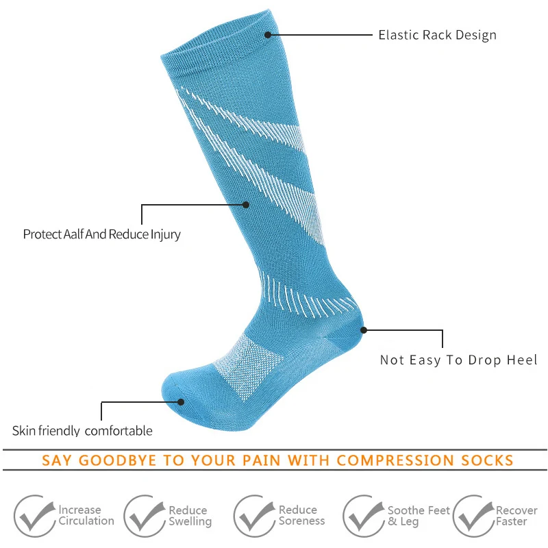 МОХИТО, 1 чифт нови компрессионных чорапи за джогинг, за лечение на разширени вени, за кръвообращението, спортни чорапи Изображение 3