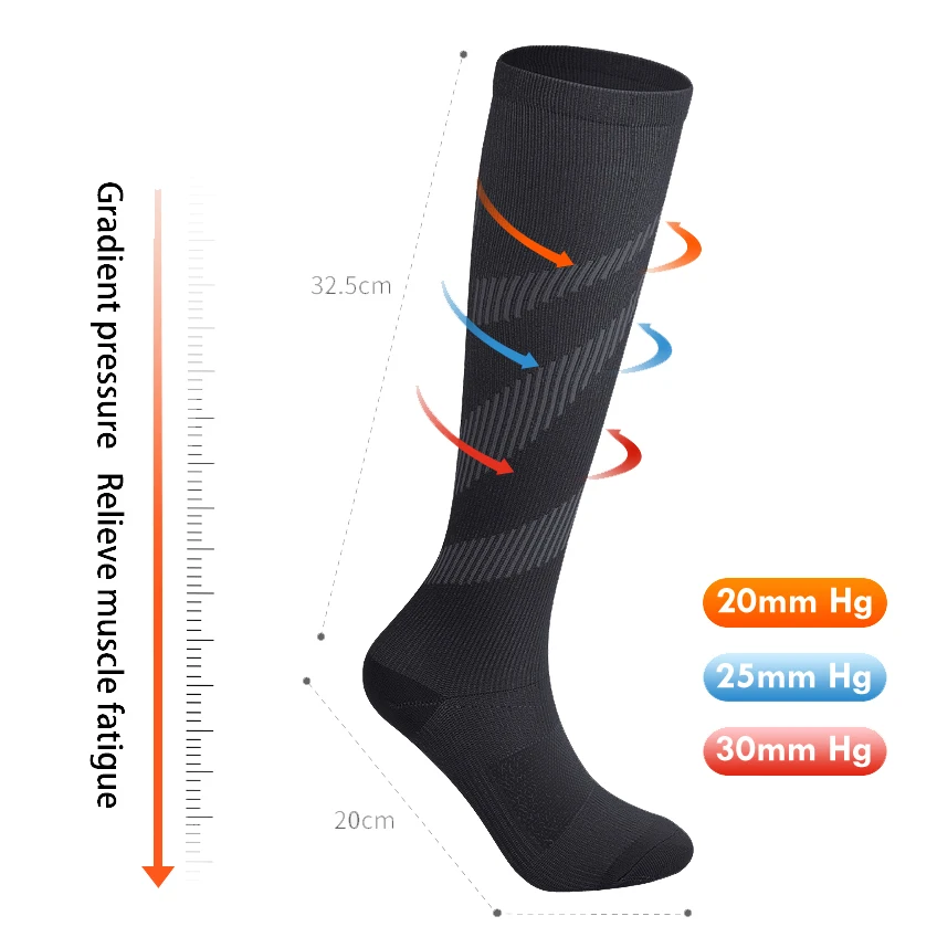 МОХИТО, 1 чифт нови компрессионных чорапи за джогинг, за лечение на разширени вени, за кръвообращението, спортни чорапи Изображение 4