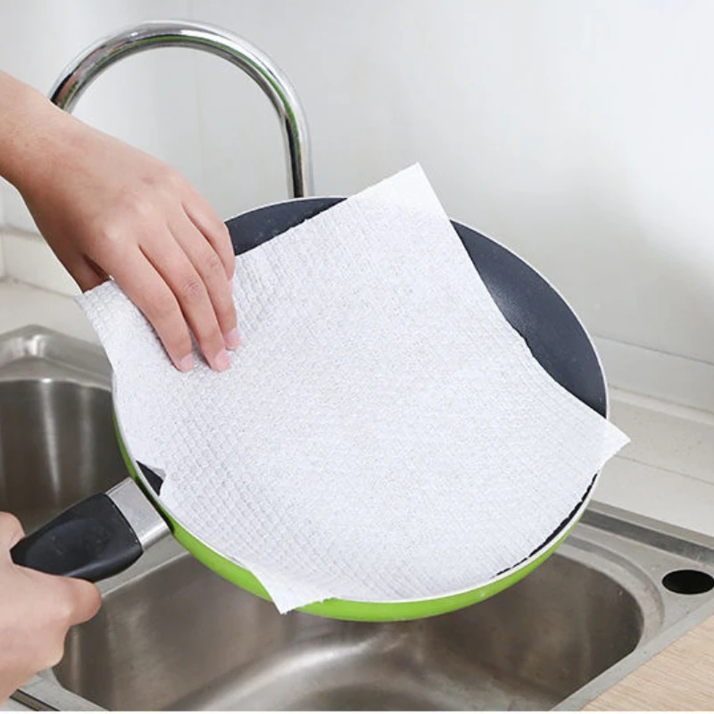 Моющаяся мързелива кърпа за влажно и сухо почистване, хартия за отстраняване на масла, за Еднократна употреба кърпа за миене на съдове, кухненски принадлежности Изображение 4