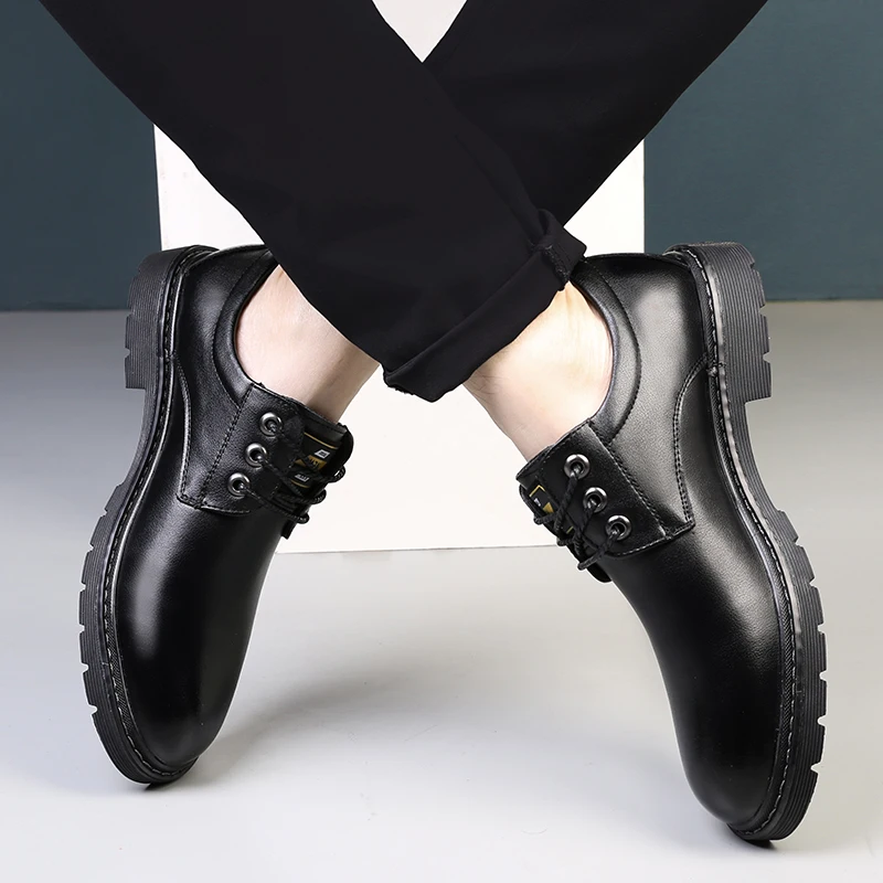 Мъжки ежедневни обувки от естествена кожа, градинска дизайнерски обувки на платформа, мъжки маратонки Homme Luxe Zapatos дантела Изображение 5