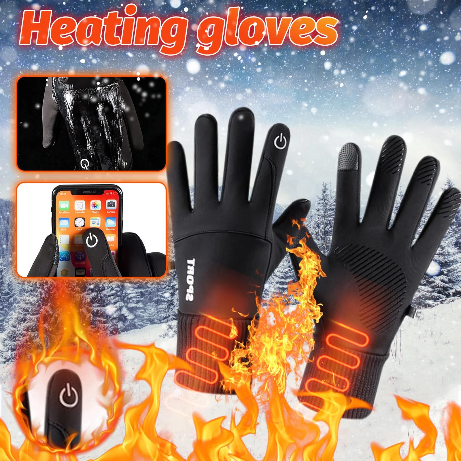 Мъжки и Дамски зимни ръкавици за спорт на открито, водоустойчив флисовые с кадифени ръкавици със сензорен екран, горещи туристически колоездене, ски ръкавици, ръкавици без пръсти Изображение 1