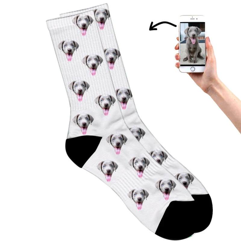 Мъжки и дамски чорапи с 3D-дизайн, направени със собствените си ръце, забавни чорапи с кучета и котки, персонални снимки на лицето, чорапи, Коледни подаръци chatgpt Изображение 0