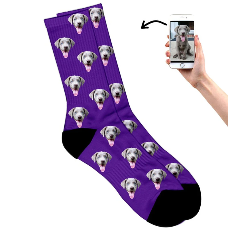 Мъжки и дамски чорапи с 3D-дизайн, направени със собствените си ръце, забавни чорапи с кучета и котки, персонални снимки на лицето, чорапи, Коледни подаръци chatgpt Изображение 1