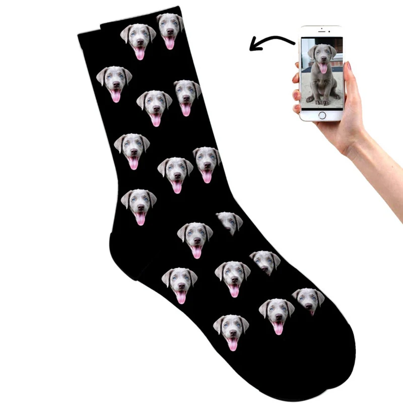 Мъжки и дамски чорапи с 3D-дизайн, направени със собствените си ръце, забавни чорапи с кучета и котки, персонални снимки на лицето, чорапи, Коледни подаръци chatgpt Изображение 2
