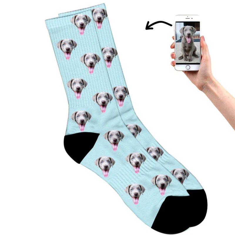 Мъжки и дамски чорапи с 3D-дизайн, направени със собствените си ръце, забавни чорапи с кучета и котки, персонални снимки на лицето, чорапи, Коледни подаръци chatgpt Изображение 4