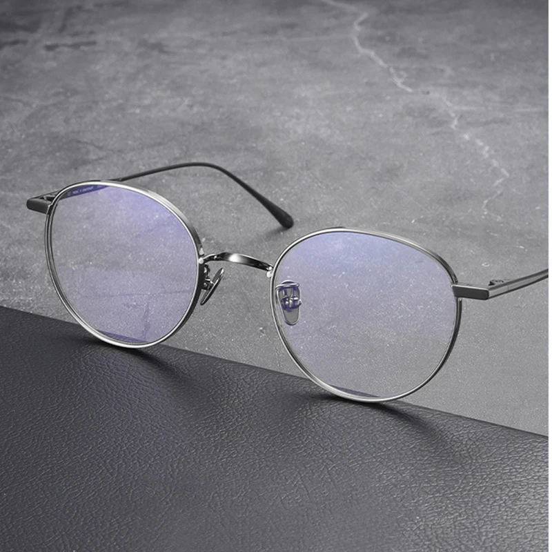 Мъжки кръгли очила в ретро-рамка от чист титан, японски реколта оптични очила за късогледство, Дамски слънчеви очила с защита от сините Лъчи, предписани очила Изображение 0