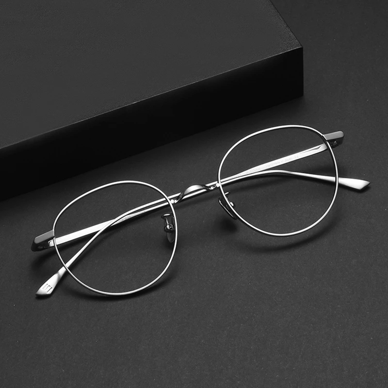 Мъжки кръгли очила в ретро-рамка от чист титан, японски реколта оптични очила за късогледство, Дамски слънчеви очила с защита от сините Лъчи, предписани очила Изображение 1