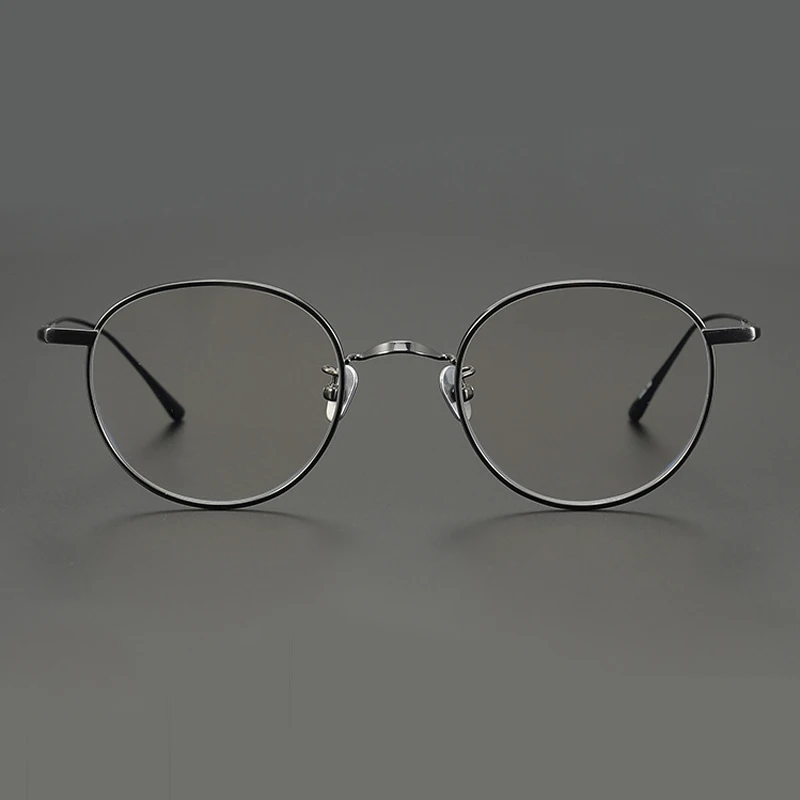Мъжки кръгли очила в ретро-рамка от чист титан, японски реколта оптични очила за късогледство, Дамски слънчеви очила с защита от сините Лъчи, предписани очила Изображение 2