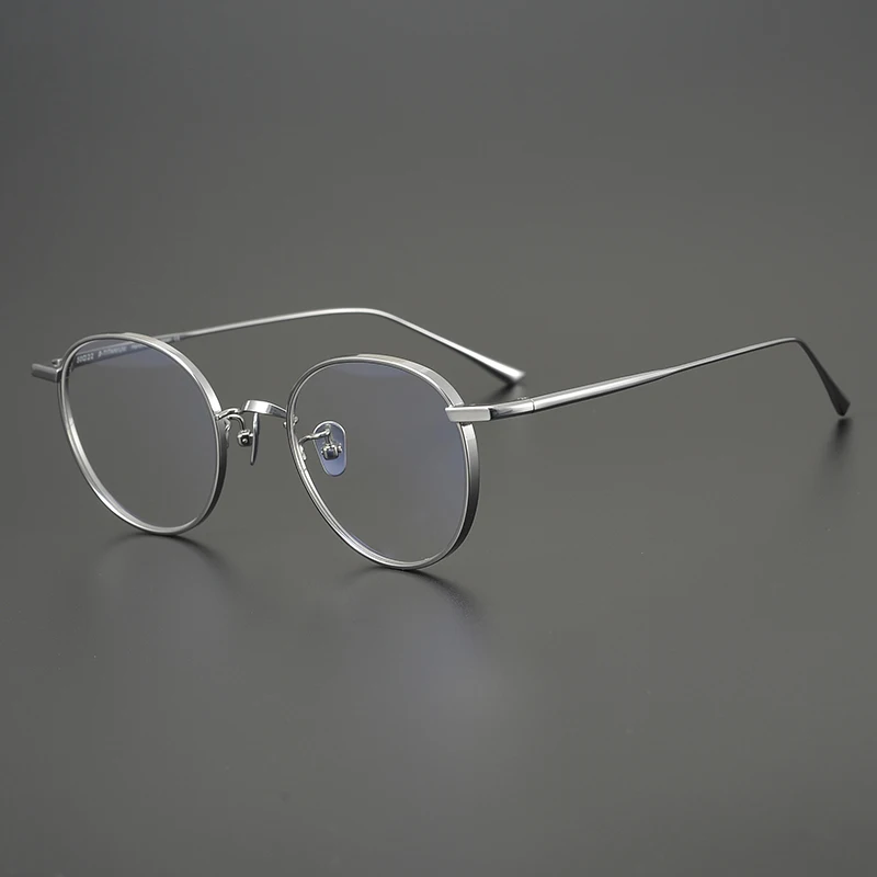 Мъжки кръгли очила в ретро-рамка от чист титан, японски реколта оптични очила за късогледство, Дамски слънчеви очила с защита от сините Лъчи, предписани очила Изображение 3