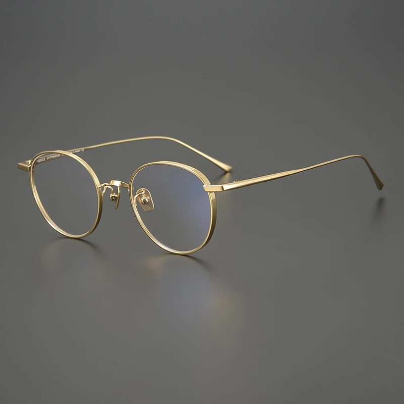 Мъжки кръгли очила в ретро-рамка от чист титан, японски реколта оптични очила за късогледство, Дамски слънчеви очила с защита от сините Лъчи, предписани очила Изображение 4
