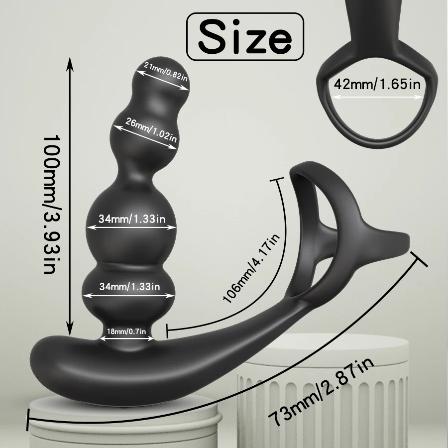Мъжки масажор на простатата вибратор с въртяща се на 360 ° анален задръствания Пръстен за пенис анален накрайник вибратор с безжично управление, секс-играчка за мъже мастурбатор Изображение 2