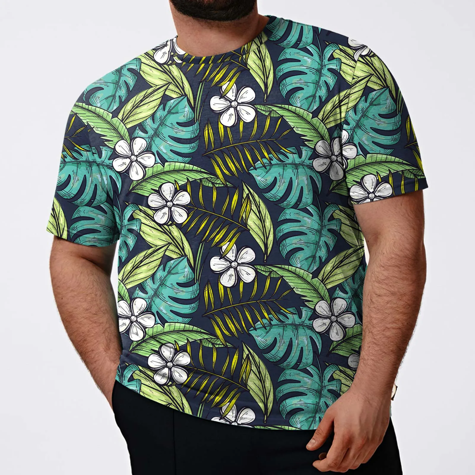 Мъжки мода пролет-лято ежедневни тениски големи размери с къс ръкав и кръгло деколте, топ, блуза, Мъжки ризи, опаковка Изображение 3
