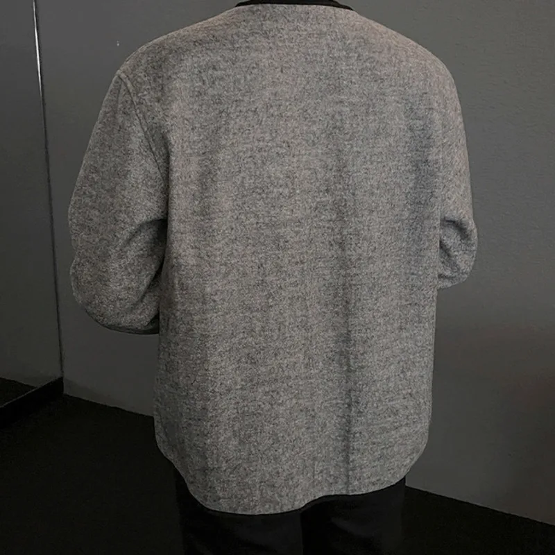 Мъжки яке IEFB, есен корейското свободно мъжко късо палто 2023 в контрастен цвят, с джоб и дълъг ръкав, ежедневни модерни мъжки блузи 9A5468 Изображение 5