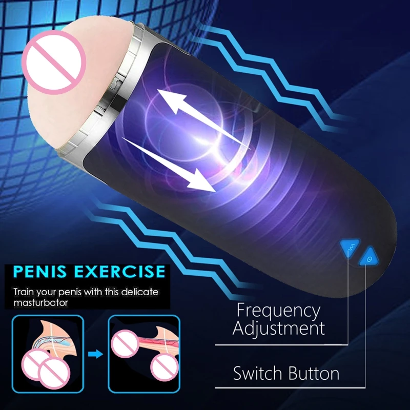 Мъжкия мастурбатор с 10 вибрации, подвижни джоб, реалистичен канал за галя, секс-играчки за мастурбация възрастни за мъжките двойки, Нови Изображение 3