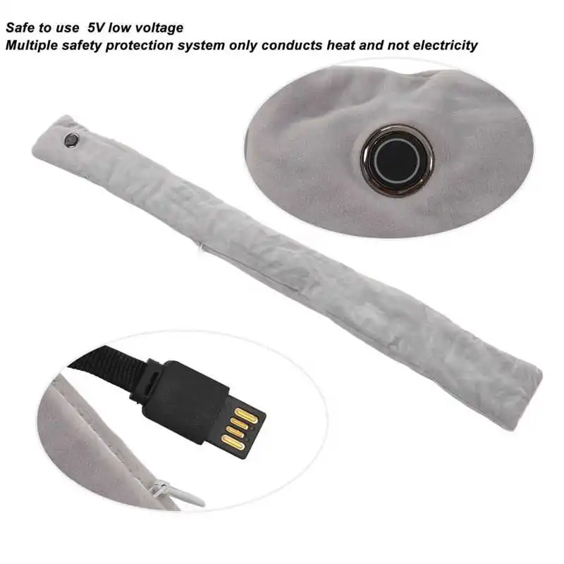 Нагревателен шал Лесен за използване 5 W 5-В Удобна защита на врата USB нагревателен светло сив електрически шал за зимата за дома Изображение 5