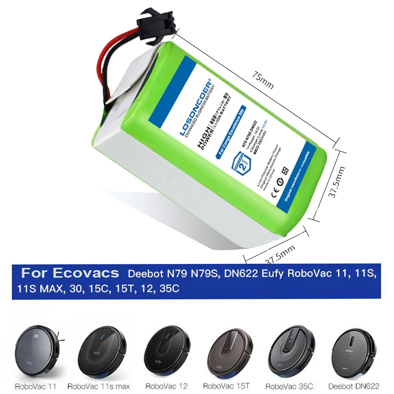 Най-новият литиево-йонна батерия 3800 mah За Conga Excellence 990 Ecovacs Deebot N79 N79S DN622 Eufy Robovac 11 11S 12 15C 15S 35C 30 и т.н. Изображение 2