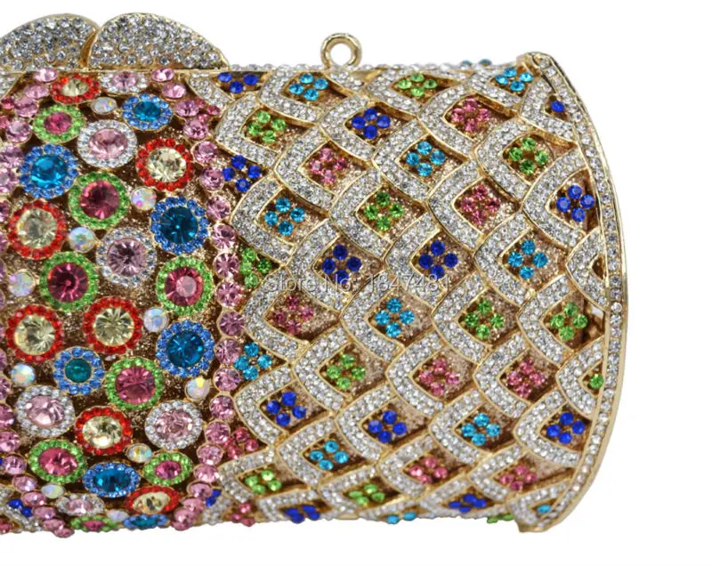 Най-новият модерен многоцветен банкетна клатч с кристали диаманти, вечерна чанта булката с блестящи диаманти, сребърни сватбени чанти sc509 Изображение 4