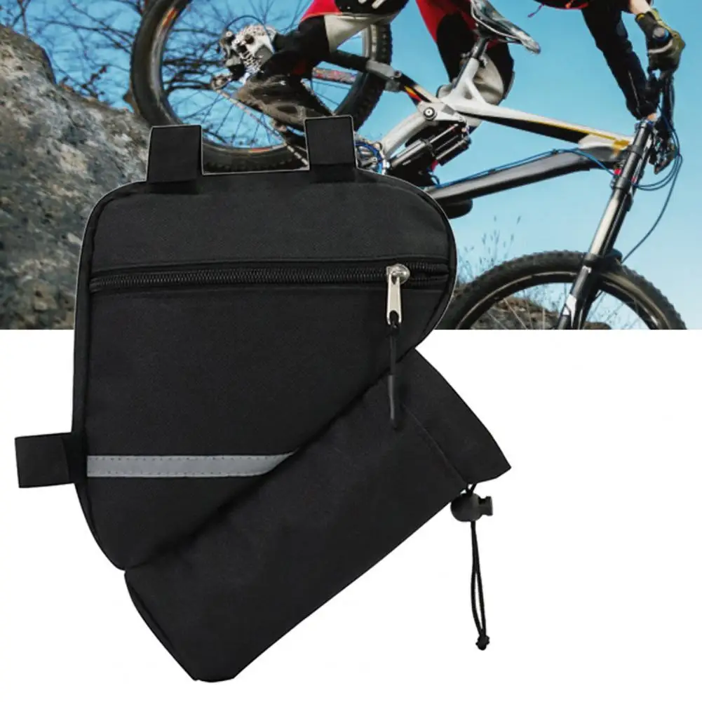 Найлонова чанта за каране на велосипед рамка, износостойкая преносим чанта за велосипед с триъгълна рамка, в светлоотразяващите ивица Изображение 0