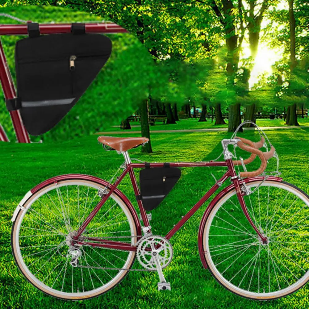 Найлонова чанта за каране на велосипед рамка, износостойкая преносим чанта за велосипед с триъгълна рамка, в светлоотразяващите ивица Изображение 1