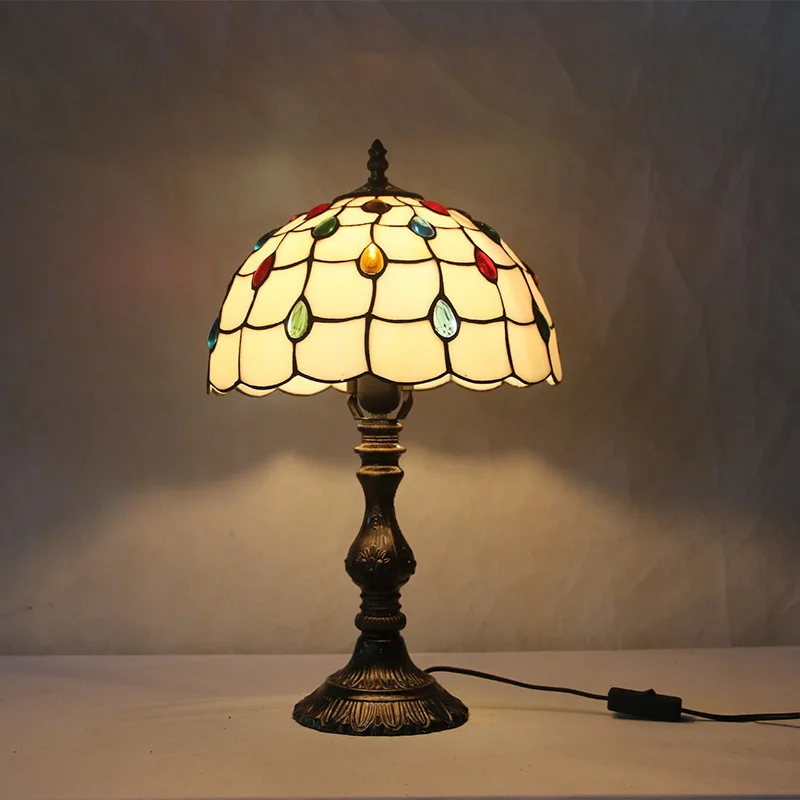 Настолна лампа SAMAN Тифани LED Реколта цветни стъклени Настолни Нощни Лампи Модерен Интериор за дома, Хол, Спалня, Хотел Изображение 1