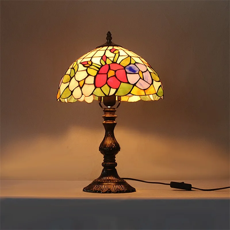 Настолна лампа SAMAN Тифани LED Реколта цветни стъклени Настолни Нощни Лампи Модерен Интериор за дома, Хол, Спалня, Хотел Изображение 3
