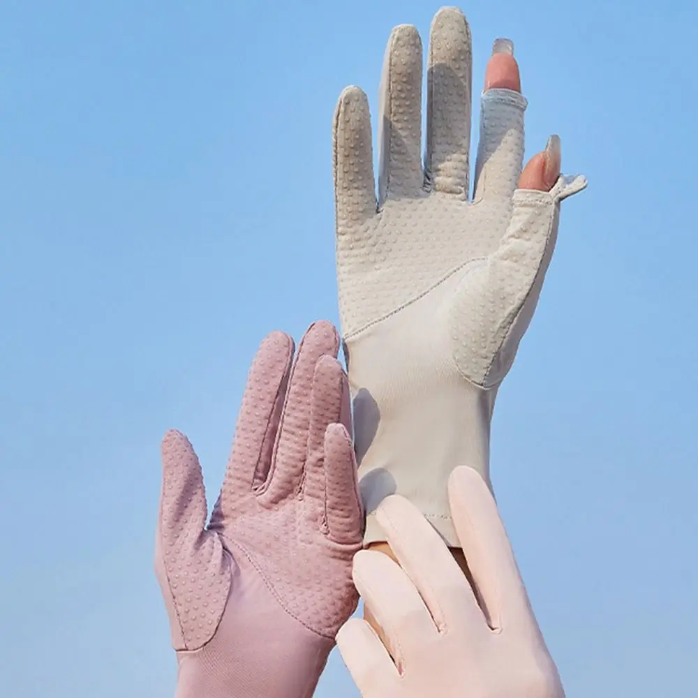 Нескользящие летни ръкавици без пръсти със сензорен екран, които предпазват от ултравиолетовите ръкавици от ледената коприна, ръкавици за шофиране, фини ръкавици Изображение 2