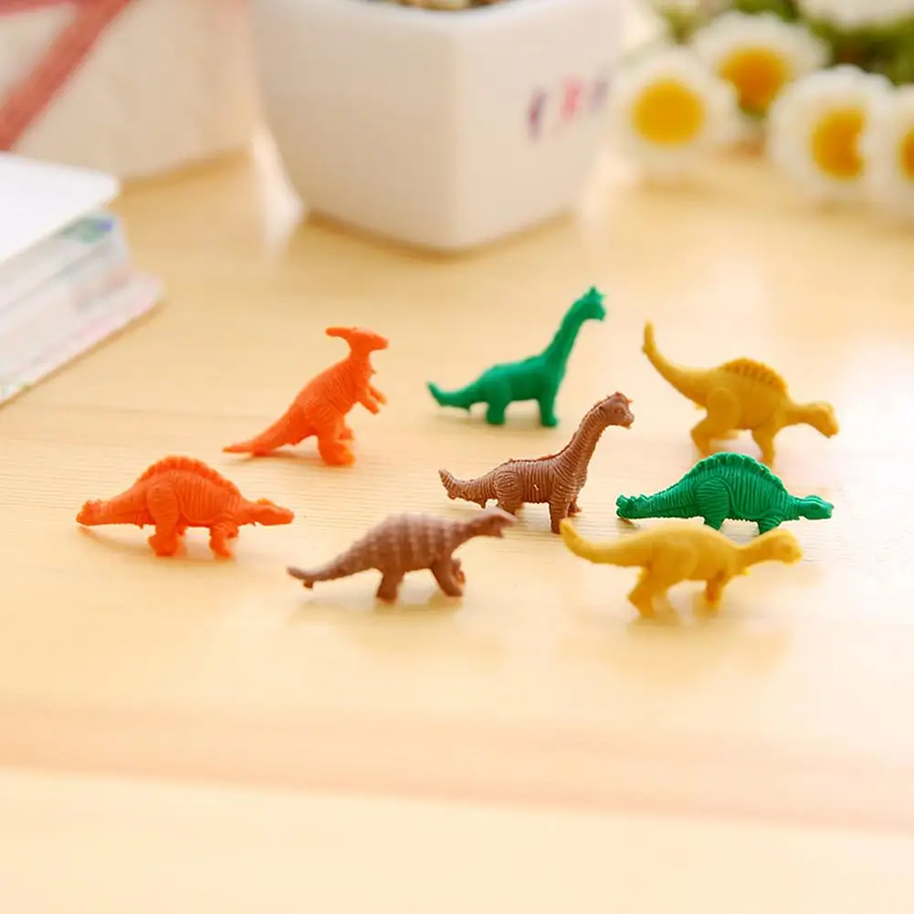 Нов 7 бр./компл. мини-cartoony динозавър под формата гумен молив, гумичка, канцеларски материали, подарък за дете Изображение 0