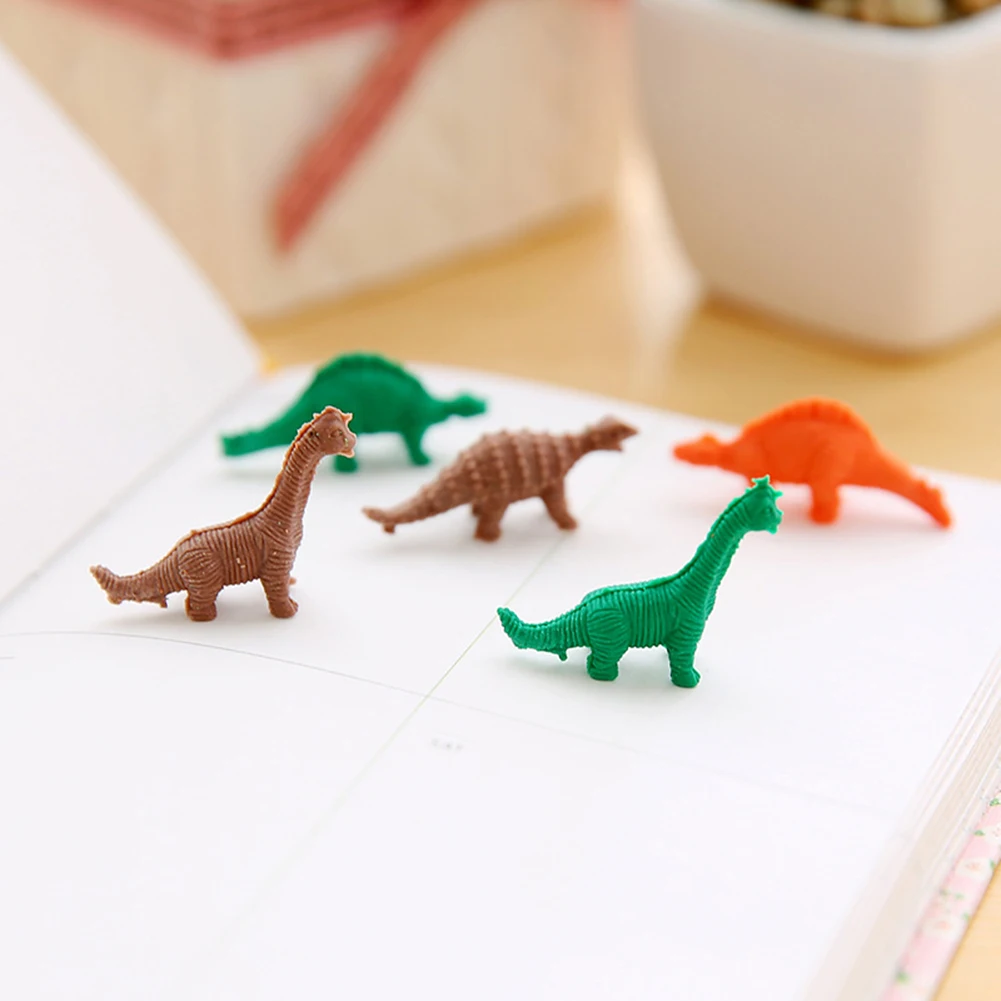 Нов 7 бр./компл. мини-cartoony динозавър под формата гумен молив, гумичка, канцеларски материали, подарък за дете Изображение 4