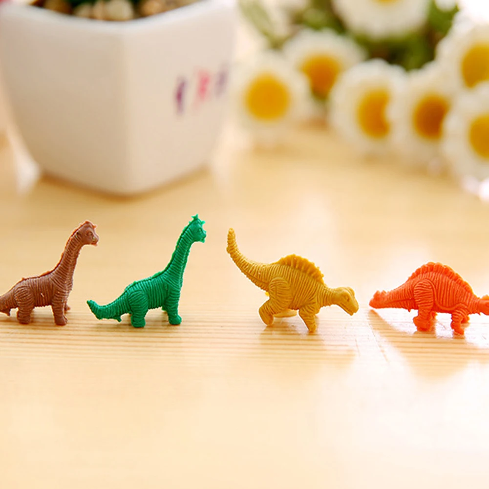 Нов 7 бр./компл. мини-cartoony динозавър под формата гумен молив, гумичка, канцеларски материали, подарък за дете Изображение 5