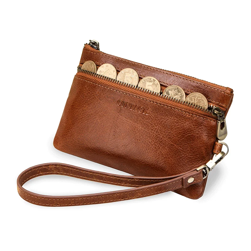 Нов дизайн с каишка на китката, чанта за ключове от естествена кожа с двойна употреба, богат на функции на чантата за ключовете, тенденция чанта за ключове, холограма мода Изображение 1