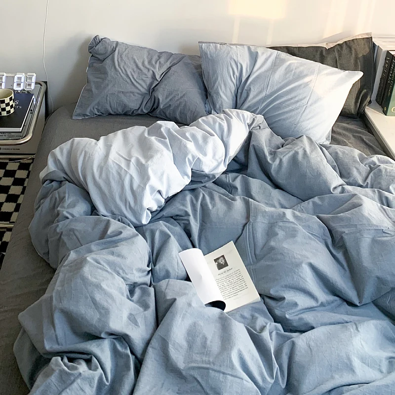 Нов Дизайнерски Комплект Спално Бельо Double Size Hotel Blue Спално Бельо Лукс Single Мъжки Nordic пълен размер Комплект Памучни Постелки Ropa De Cama Изображение 4