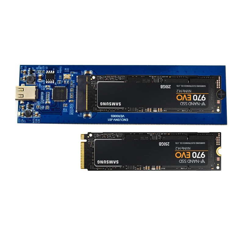 НОВ Корпус на твърдотелно устройство за съхранение M2 за твърдотелно устройство M. 2 NVMe SSD 10 gbps/6 Gbit/С М. на 2 SATA SSD с кабел Type C до USB3.0, външен твърд диск Изображение 3