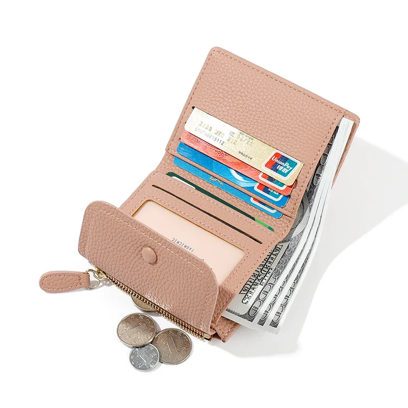 Нов мултифункционален портфейл, дамска чанта за карти, чанта за дреболии от изкуствена кожа, модерен кратък портфейл Изображение 2