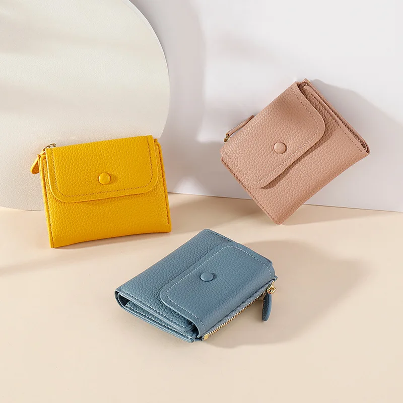 Нов мултифункционален портфейл, дамска чанта за карти, чанта за дреболии от изкуствена кожа, модерен кратък портфейл Изображение 5